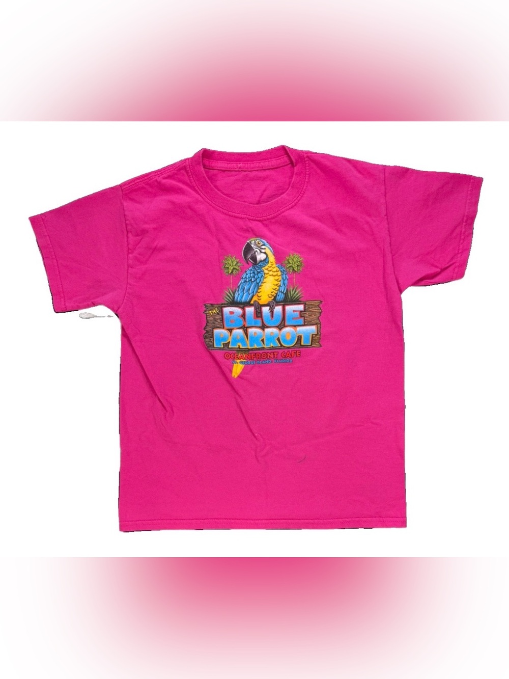 Blue Parrot Oceanfront Cafe Florida T Shirt Women's XS Pink Beach Y2K